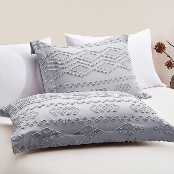 New Comforter Set - Boho Bedding Set, Light Grey Soft Fashion Luxury Bedding Set - Picture 8 of 10